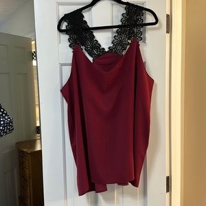 Wine colored tank with lace straps, size XXL